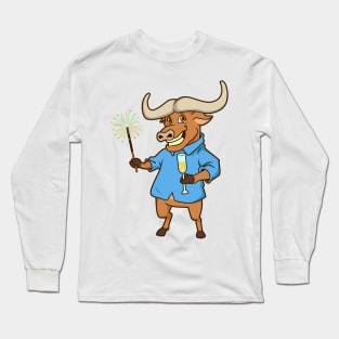 Buffalo with sparkler - Happy New Year Long Sleeve T-Shirt